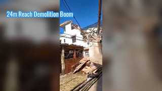 Brazo de alto alcance y pluma de demolición para excavadora, accesorio de 23-24m de largo para SK350, gran oferta
