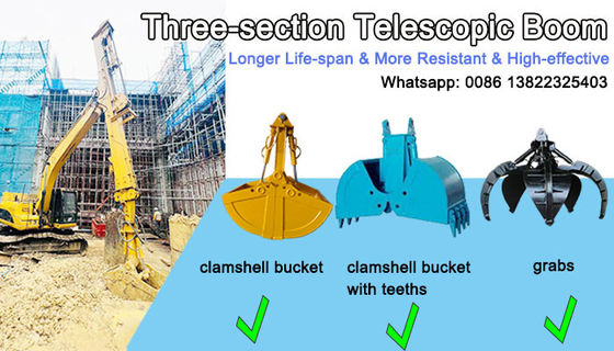 30m 35m Largo alcance Clamshell Telescópico Brazo Excavadora de tres secciones Brazo de caza