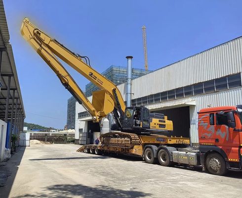 Excavadora de largo alcance brazo de fijación 18m 16m color amarillo alto efectivo