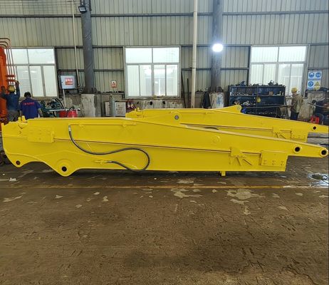 Boom telescópico para excavadora con cubo estándar Hitachi Komatsu Amarillo Rojo
