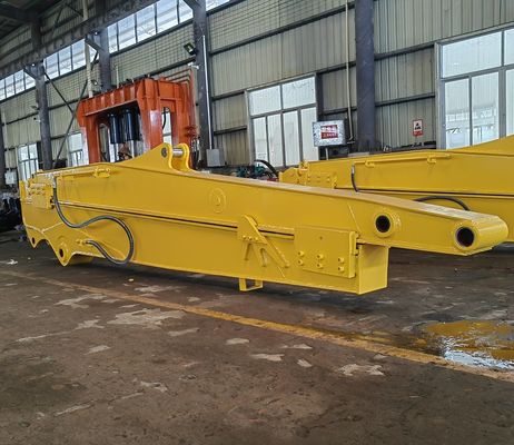 Boom telescópico para excavadora con cubo estándar Hitachi Komatsu Amarillo Rojo