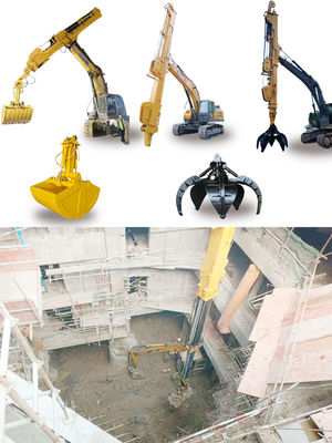 Excavadora telescópica con cubo de Clamshell Boom telescópico para gatos hitachi komatsu