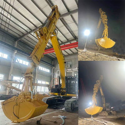 Excavadora Brazo telescópico con el cubo de caparazón de agarre para excavar