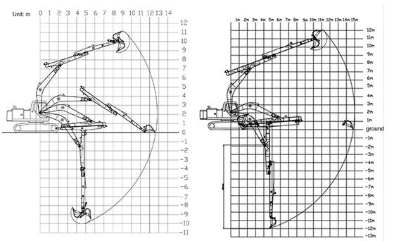 Excavadora de largo brazo Excavadora de brazo deslizante de largo alcance 12m 16m para ZX490