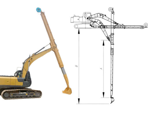 Cat Hitachi excavadora brazo telescópico para la excavación de la casa fundación cavar más profundo