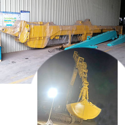 Arma telescópica de excavadora con cubo de concha para la base de excavación