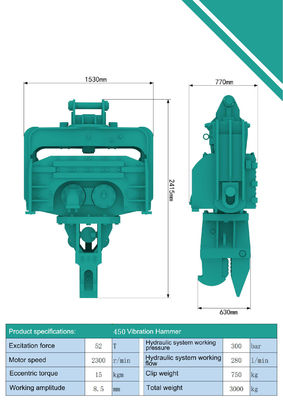 Martillo vibratorio para excavadora, hincadora vibratoria para excavadora Hitachi