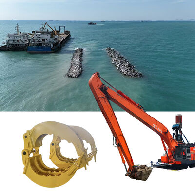 Excavadora de brazo largo con pinza de piedra de alta resistencia — Solución óptima para trabajos en terraplenes de ríos y presas