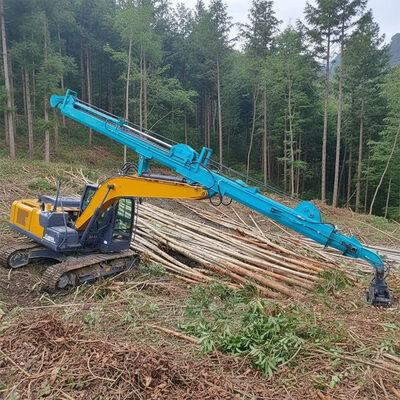 Arma telescópica de excavadora para agarrar árboles